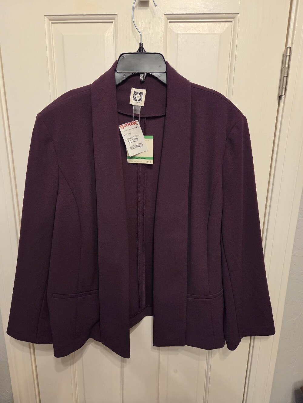 Anne Klein Open-Front Blazer in Deep Plum